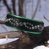 Wave, 1.5" wide Black Leather Dog Collar, size 14"-17"