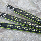 Wave, 1.5" wide Citrus & Black Leather Dog Collar