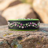 Black, Lime, and Pink MoTH Collar on Natural Rock